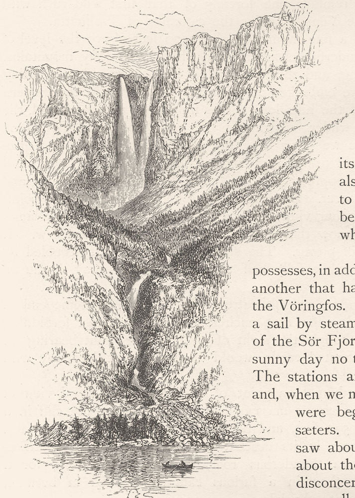 NORWAY. The Tyssestrengene 1890 old antique vintage print picture